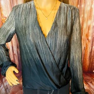 Halston Heritage Silk Wrap Front Top Size XS